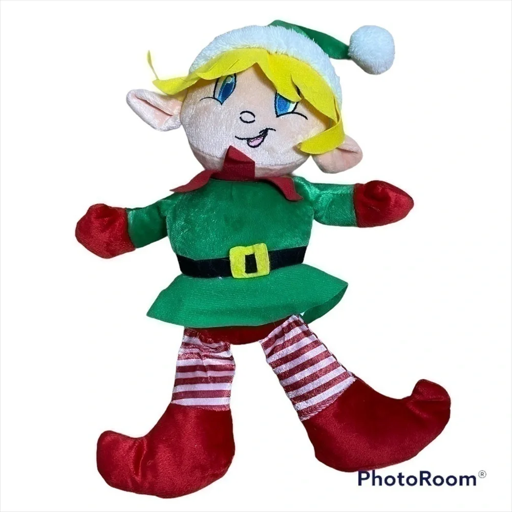 Elf Plush Stuffed Doll Blonde Blue Eye Girl Christmas Holiday